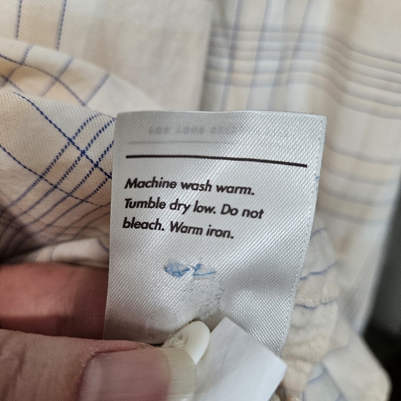 REI Long Sleeve Button Up Cotton Shirt-Plus Size 2x-Peach, Cream, Blue Plaid - Picture 6 of 6